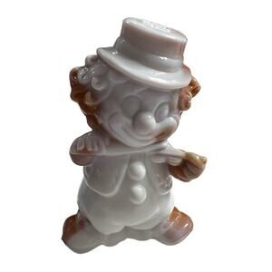VTG Mosser The Music Fiddler SHU SHU Brown Slag Glass Clown Figurine 3.75" Tall